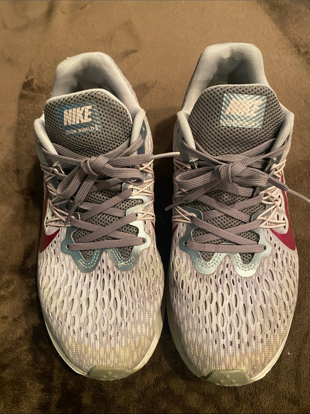 Nike Women’s Athletic Shoes - Light Gray with Maroon Swoosh